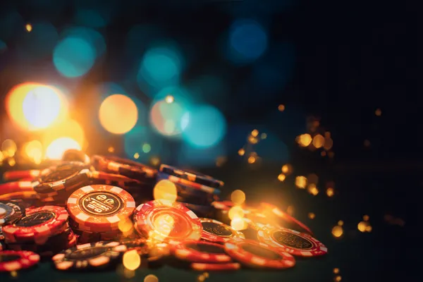 A confident dealer surrounded by casino chips inviting players to access their CROWNBD account, reflecting quick and easy login options.